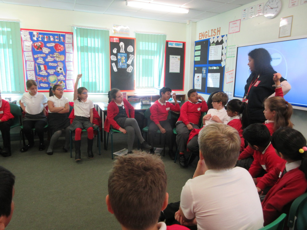The children take part in a Show Racism the Red Card Activity