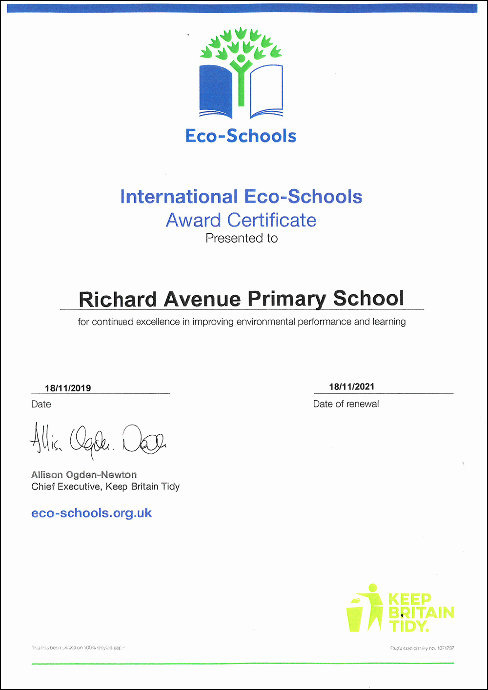 Eco-Schools Certificate